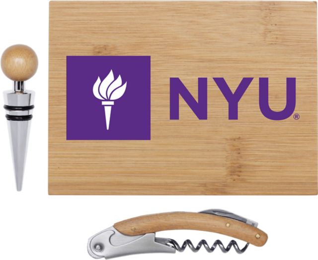 New York University Bamboo Wine Tool Set
