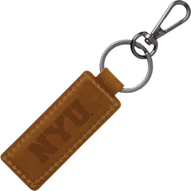 New York University Leather Keychain