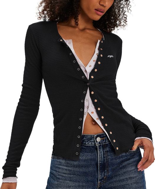 New York Univ Free People Womens Going Places Cardi Violets Script