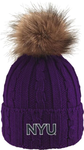 New York University Women's Fur Pom Beanie