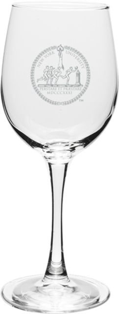 New York University 12 oz. Etched Wine Glass