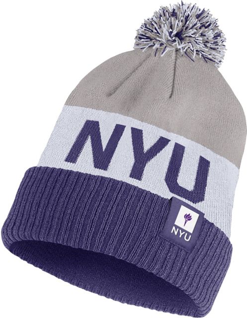 New York University Striped Pom Beanie