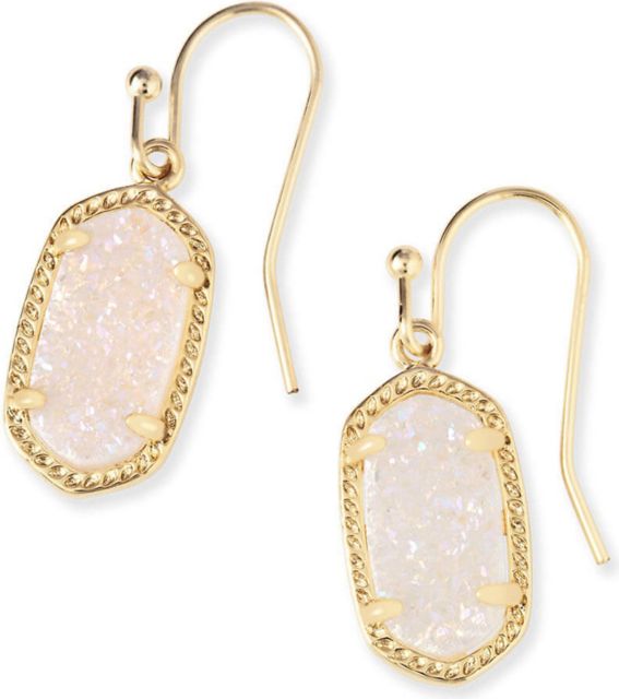 Lee Drop Earrings Gold Iridescent Drusy