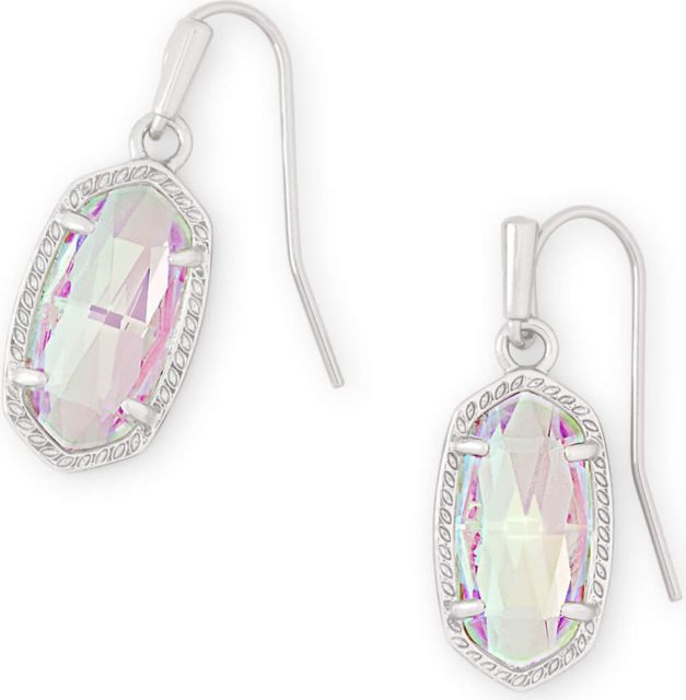 Lee Drop Earrings Silver Dichroic Glass