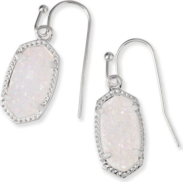 Lee Drop Earrings Silver Iridescent Drusy