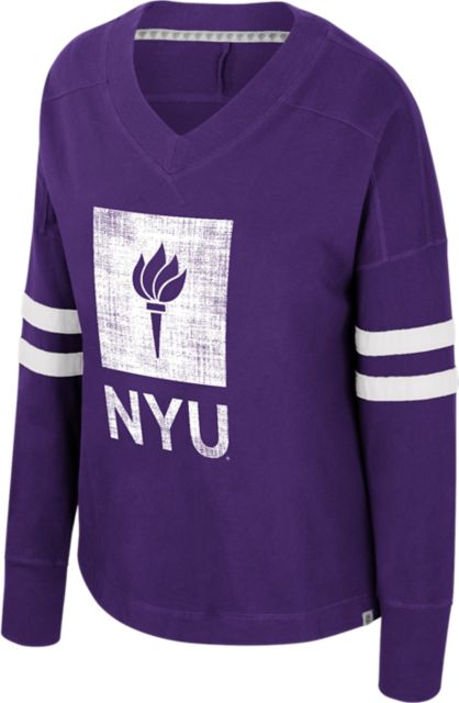 New York University Women's Violet Oversized Long Sleeve Knit T-Shirt