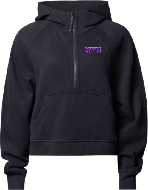 New York University Women's Oversized 1/2 Zip Hooded Sweatshirt