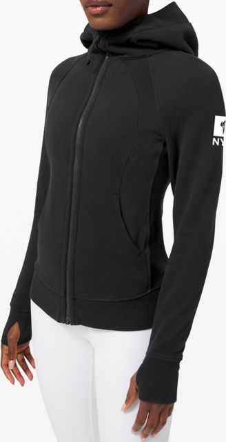 Lululemon Remix Scuba Hoodie Black White Logo Size 4 Yoga Ladies