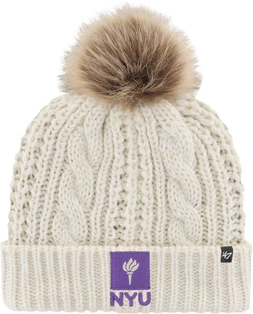 New York University Women's Fur Pom Beanie