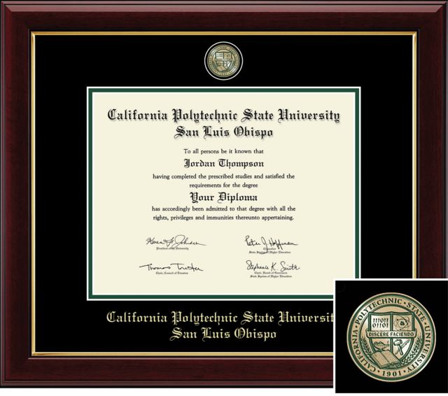 Cal Poly Masterpiece Diploma Frame. Bachelors, Masters.