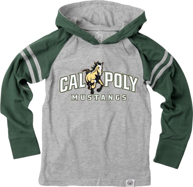 Cal Poly Mustangs Toddler Boys Raglan Hooded Long Sleeve Shirt