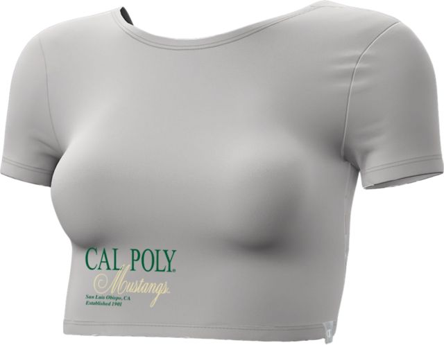 Cal Poly Mustangs Women's Twist Back Crop Short Sleeve T-Shirt