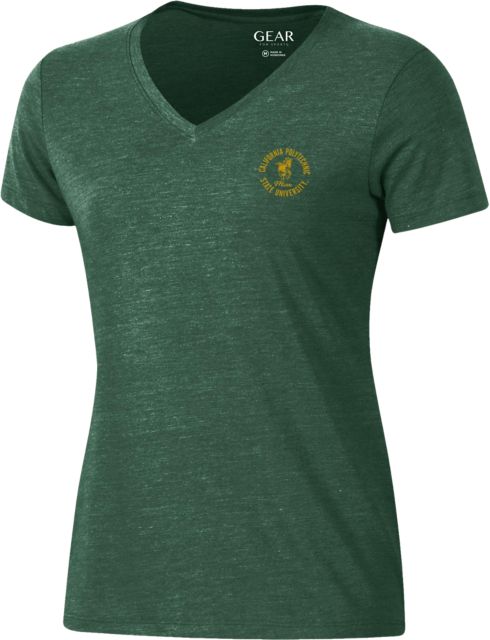 Cal Poly Mustangs Mom Women's Triblend V-Neck Short Sleeve T-Shirt