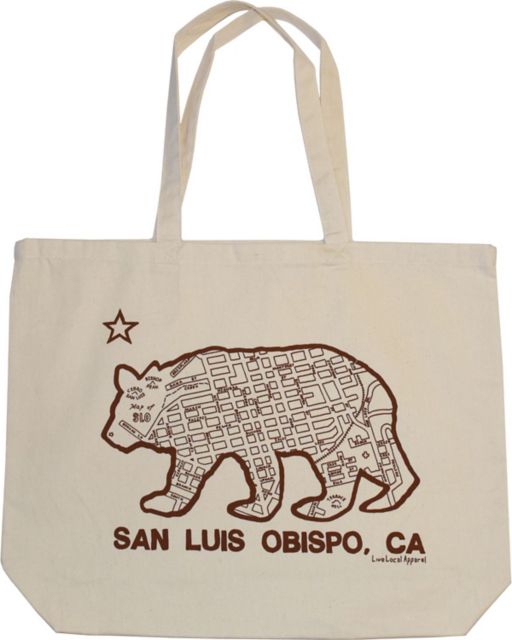 Cal Poly Bear Map Cotton Tote Bag