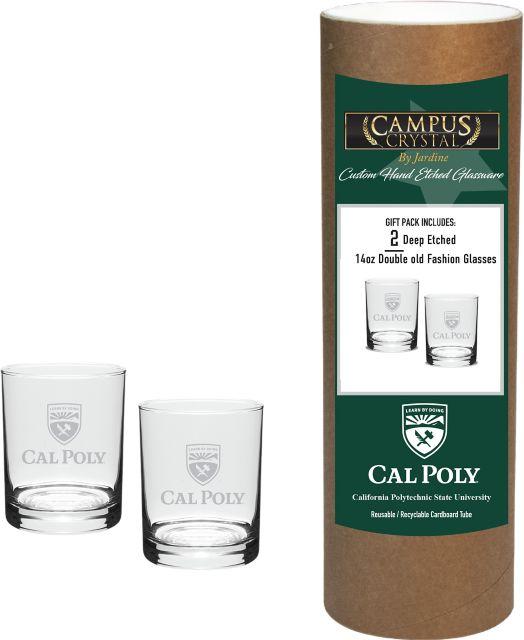Cal Poly 14 oz. Double Old Fashion Glass - Set of 2