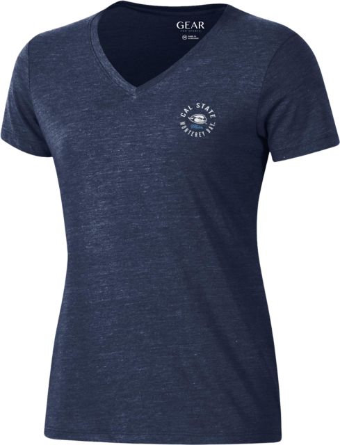 California State University Monterey Bay Otters Mom Women's Triblend V-Neck Short Sleeve T-Shirt