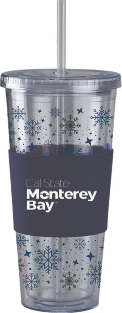 California State University Monterey Bay Straw Snowflake Tumbler