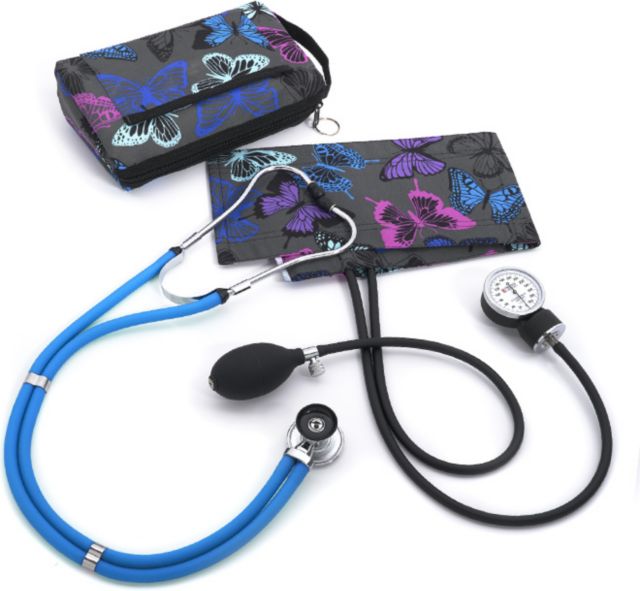 ANEROID SPHYGMOMANOMETER/SPRAGUE-RAPPAPORT COMBINATION KIT-BUTTERFLIES GREY