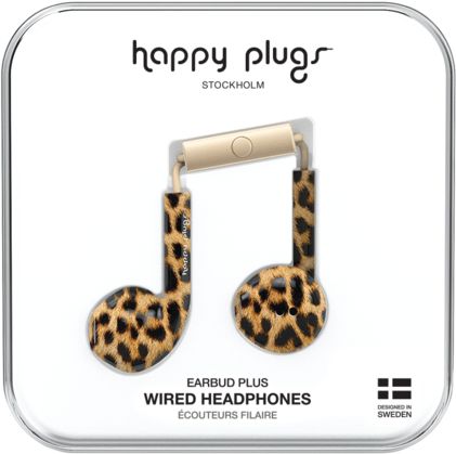 Happy Plugs Earbuds Plus, Leopard - ONLINE ONLY