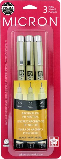 PIGMA MICRON PEN SET .2/.3/.5MM BLACK