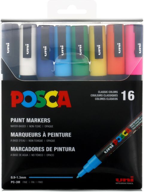 POSCA MARKER SET FINE POINT 16-COLORS
