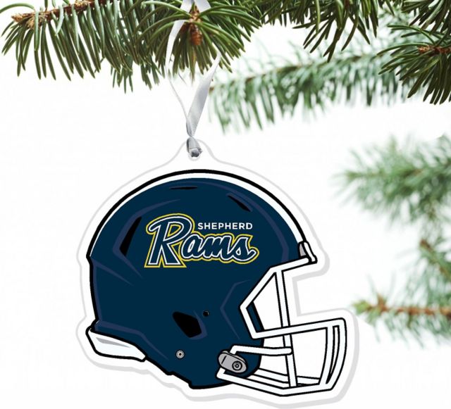 Shepherd University Etched Helmet Christmas Ornament