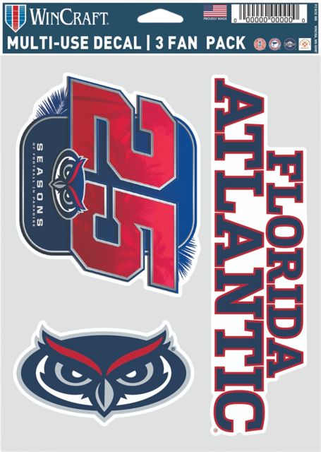 Florida Atlantic University Owls Football 25th Anniversary Decals - Set of 3