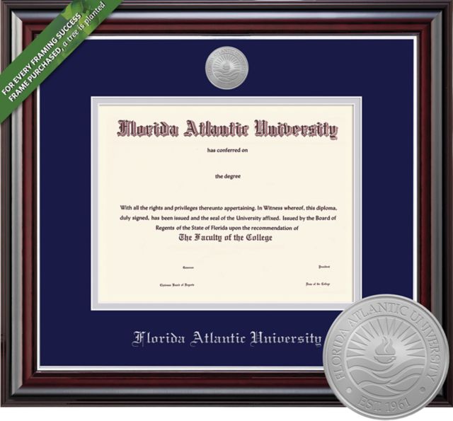 Florida Atlantic University 11" x 14" PhD Diploma with Double mat and Medallion