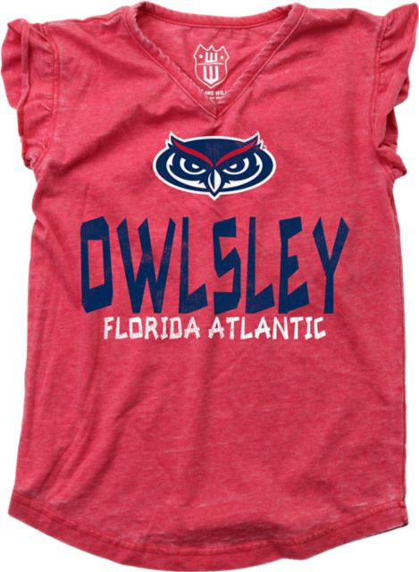 Florida Atlantic University Owls Toddler Girls Ruffle Short Sleeve T-Shirt