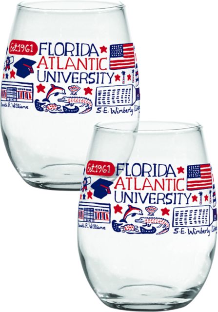 Florida Atlantic University Julia Gash Stemless Wine Glass - Set of 2