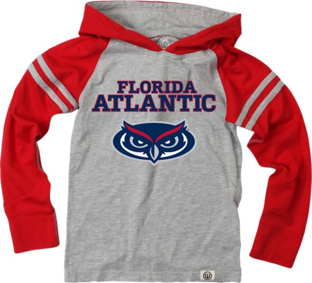 Florida Atlantic University Owls Toddler Boys Raglan Hooded Long Sleeve Shirt