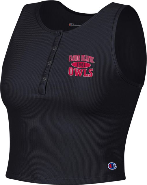 Florida Atlantic University Owls Women's Henley Crop Tank Top