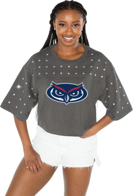 Florida Atlantic University Women's Rhinestone Cropped Short Sleeve T-Shirt