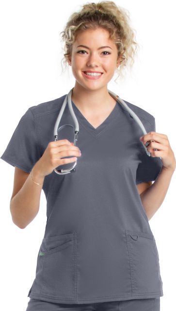 ProFlex Women's 3-Pocket V-Neck Scrub Top Steel Xtra Small