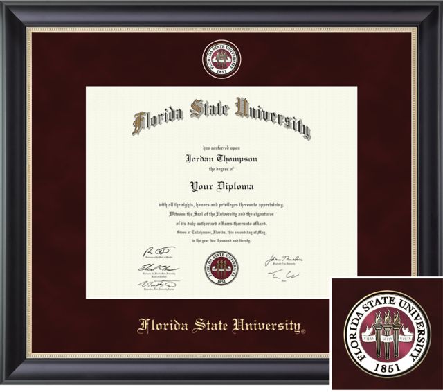 Florida State University. Regal Diploma Frame. Bachelors, Masters, PhD.