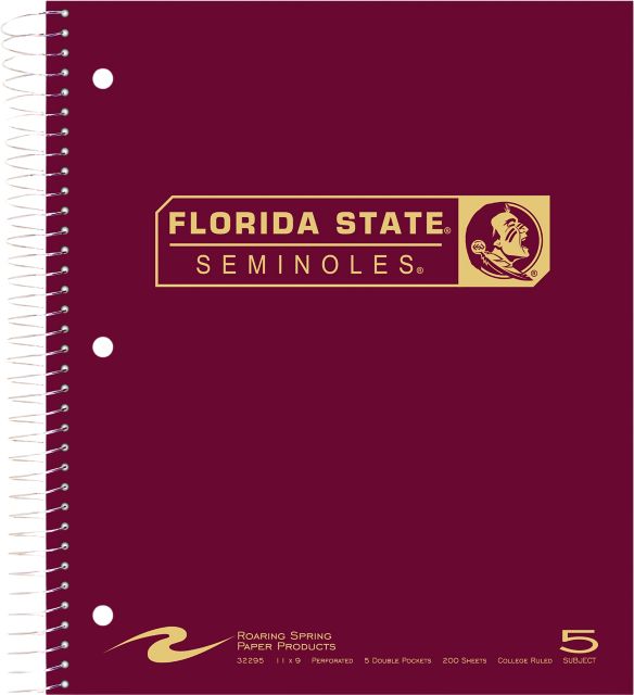 Florida State University 5 Subject Notebook