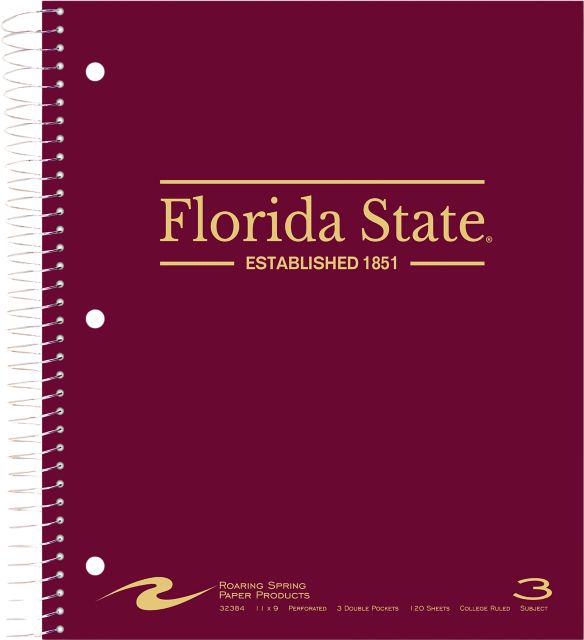 Florida State University 3 Subject Notebook