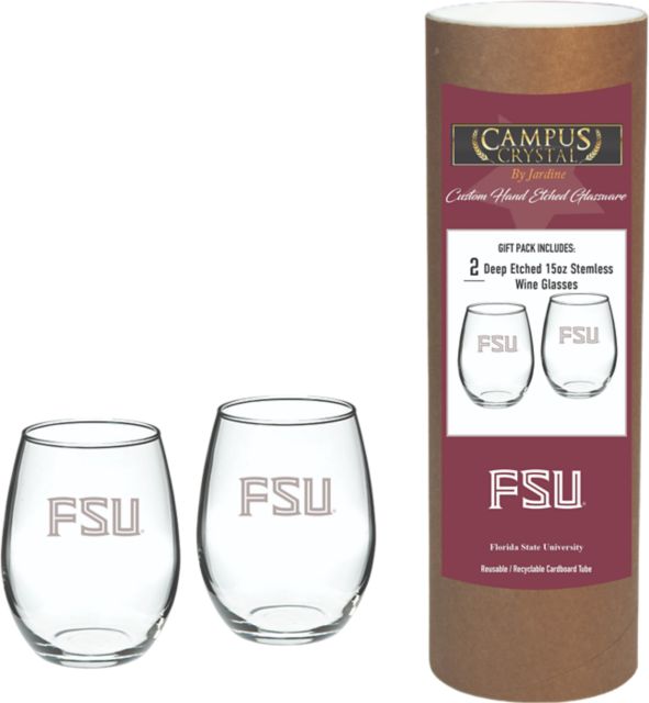 Florida State University 15 oz. Stemless Wine Glass - Set of 2