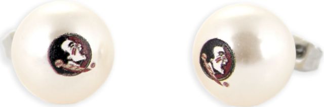 Florida State University Logo Pearl Stud Earrings