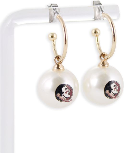 Florida State University Pearl Logo Hoop Earrings