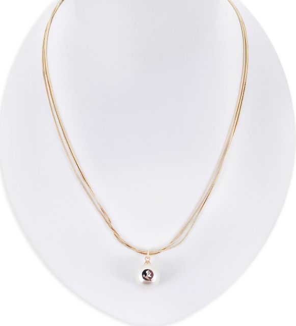 Florida State University Gold & Pearl Three Strand Necklace
