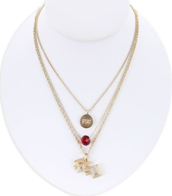 Florida State University Matte Gold Logo Trio Necklace