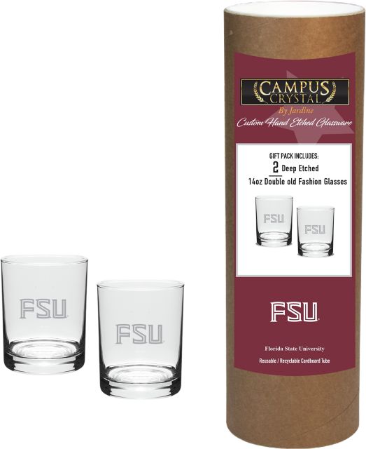 Florida State University 14 oz. Double Old Fashion Glass - Set of 2