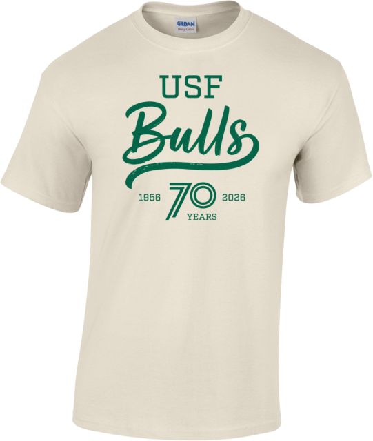 South Florida Natural T Shirt USF 70th Anniversary Bulls Script - ONLINE ONLY