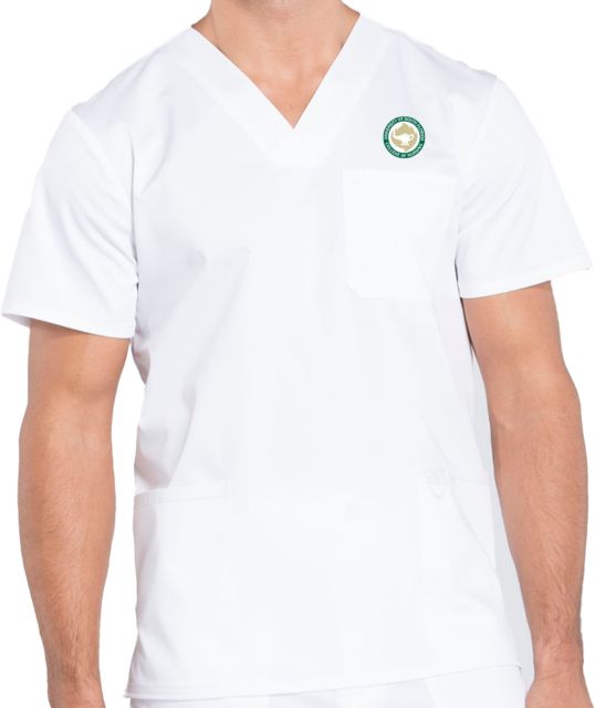 Mens White Revolution Scrub Top - ONLINE ONLY