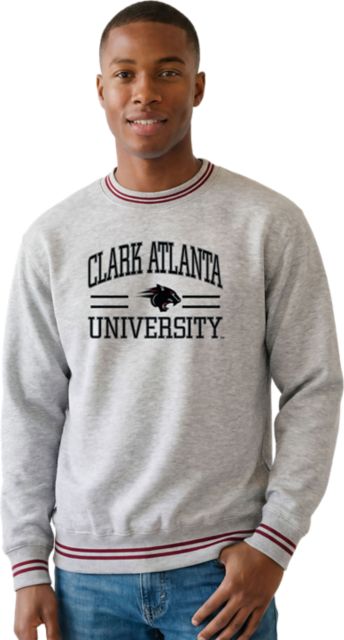 Clark Atlanta University Panthers Striped Ribbed Crewneck Sweatshirt
