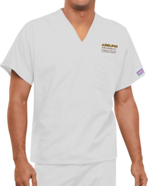 Unisex White WW Originals V Neck Scrub Top  - ONLINE ONLY