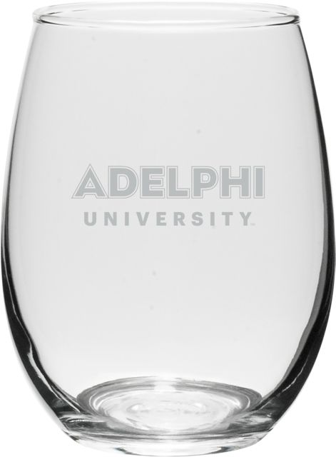 Adelphi University 15 oz. Stemless Wine Glass