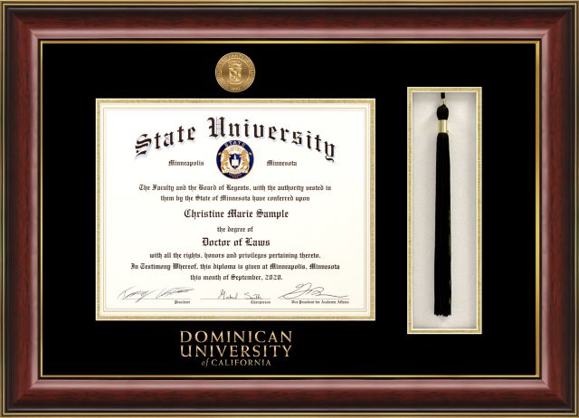 Dominican University of California 8 x 10 Classic Mahogany Gold Trim Diploma Frame