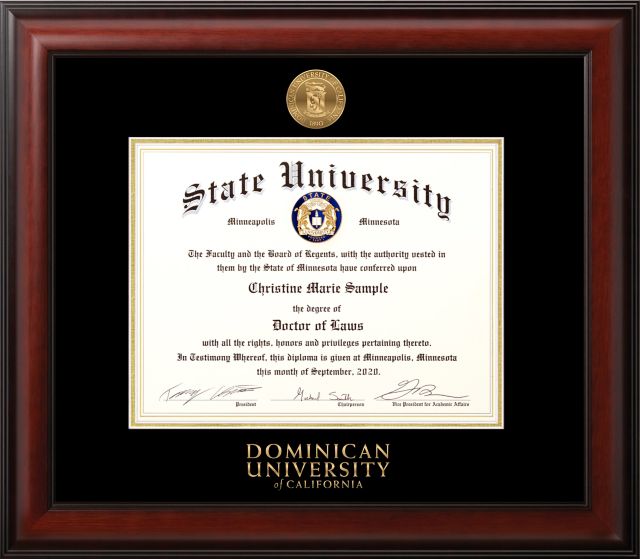Dominican University of California 8 x 10 Meridian Mahogany Diploma Frame
